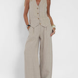 Aira - Buttoned Gilet and Wide-Leg Trouser Set