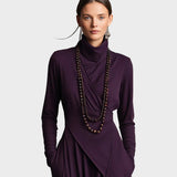 Léontine - Knit Asymmetrical Maxi Dress with Roll Neck