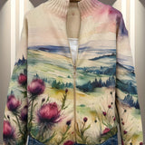 Zelda™ | Thistle Landscape Zip-Up Cardigan