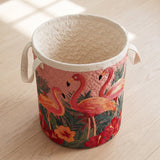 Sunlit Flamingos | Handcrafted Quilted Laundry Basket