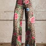 Bohemian High-Waist Floral Print Wide-Leg Pants for Women