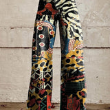 Bohemian High-Waist Floral Print Wide-Leg Pants for Women