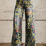 Bohemian High-Waist Floral Print Wide-Leg Pants for Women