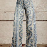 Bohemian High-Waist Floral Print Wide-Leg Pants for Women