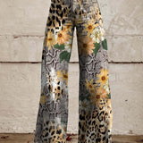 Bohemian High-Waist Floral Print Wide-Leg Pants for Women
