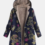 Aurora – Navy Blue Floral Print Coat