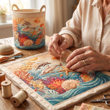 Hand-Quilted Laundry Basket in Sea Breeze Design