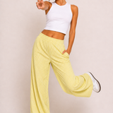 Elastic Waist Striped Wide-Leg Trousers