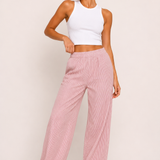 Elastic Waist Striped Wide-Leg Trousers