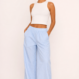 Elastic Waist Striped Wide-Leg Trousers
