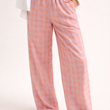 Checked High-Waisted Straight-Leg Trousers