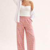 Checked High-Waisted Straight-Leg Trousers