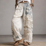 Women's Embroidered Palazzo Pants with Stretchy Waistband