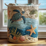 Coral Handcrafted Quilted Laundry Basket