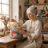Hand-Quilted Laundry Basket in Sea Breeze Design