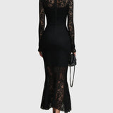 Monica | Elegant Lace Flared Hem Maxi Dress
