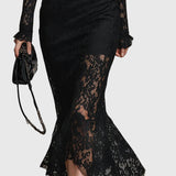 Monica | Elegant Lace Flared Hem Maxi Dress