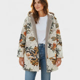 Elena – Floral Patterned Boho-Sherpa Hooded Coat