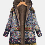 Elena – Floral Patterned Boho Sherpa Hoodie
