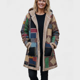 Cozy Earth Tone Patchwork Hoodie for Autumn