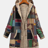 Cozy Earth Tone Patchwork Hoodie for Autumn