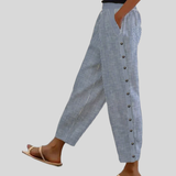 Linaya - Button-Detail Striped Pants