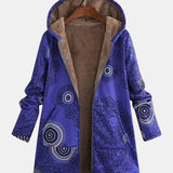Luna – Navy Blue Fleece Hoodie Featuring Mandala Design