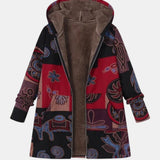 Marina – Bohemian Patchwork Hooded Coat with Unique Abstract Design