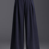 Front Pleated Wide-Leg Trousers