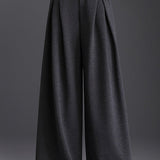 Front Pleated Wide-Leg Trousers