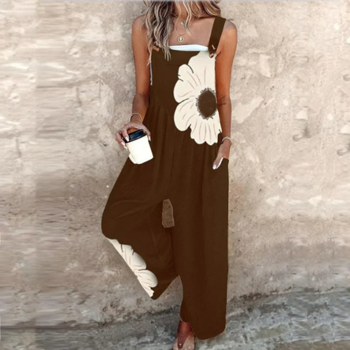 Lucía | Cozy Floral Print Strappy Jumpsuit