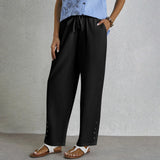 Shania - Button-Detail Relaxed Trousers