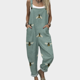 Claudia | Printed Strappy Jumpsuit in Soft Green