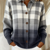 Agnes | Ombre Grey Checkered Cardigan