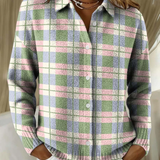 Margot | Button-Up Pastel Check Blouse