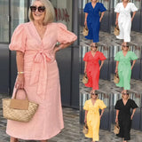 LYNORA | Chic V-Neck Midi Dress
