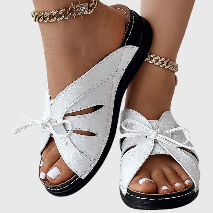 Darcy - Elegant Bow-Embellished Slip-On Sandals