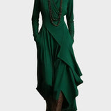 Léontine - Knit Asymmetrical Maxi Dress with Roll Neck