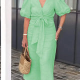LYNORA | Chic V-Neck Midi Dress