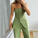 BRIA - Sleeveless Two-Piece Set Featuring Button Details