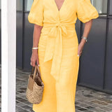 LYNORA | Chic V-Neck Midi Dress