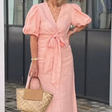 LYNORA | Chic V-Neck Midi Dress