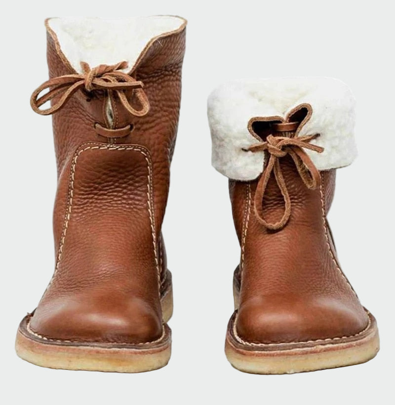 Men's Waterproof Leather Boots with Cozy Wool Lining