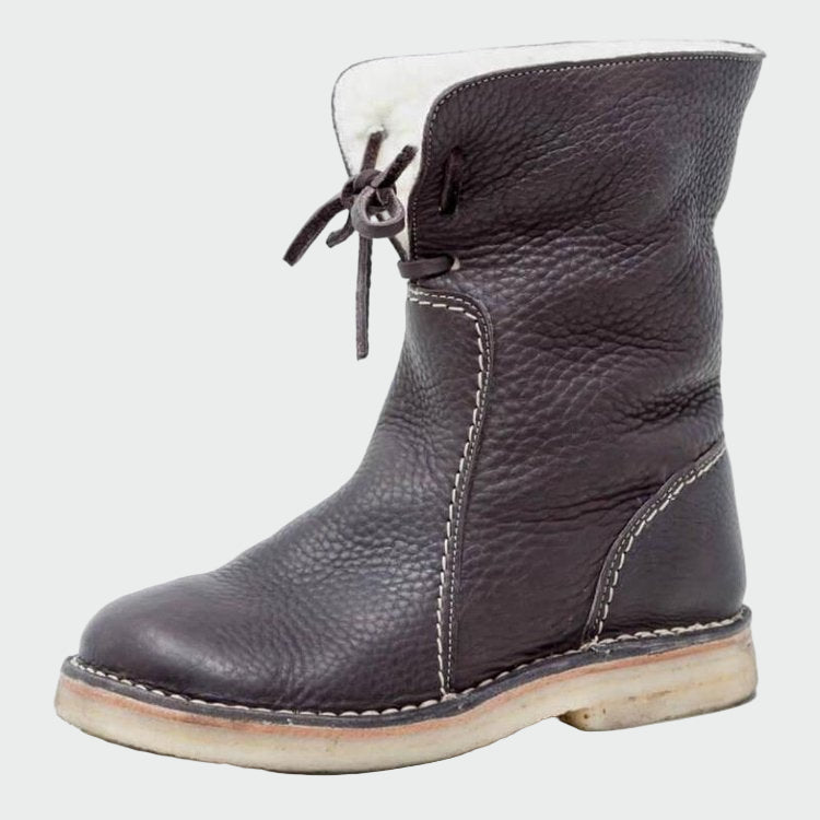 Men's Waterproof Leather Boots with Cozy Wool Lining