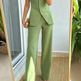 BRIA - Sleeveless Two-Piece Set Featuring Button Details