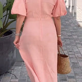 LYNORA | Chic V-Neck Midi Dress