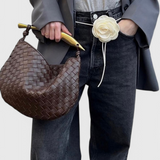 Gerda - Woven Tote with Elegant Gold Handle