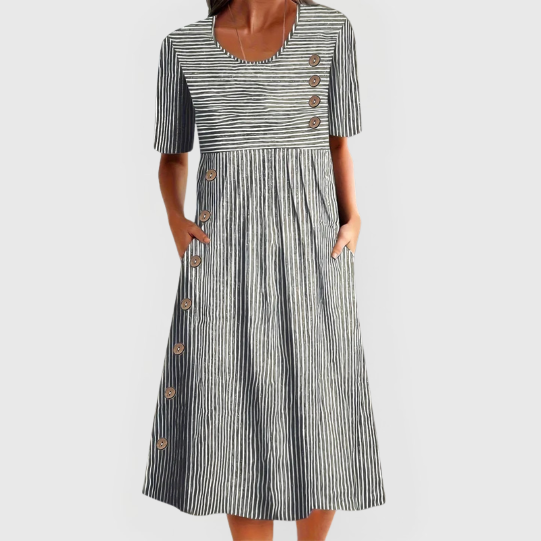 JARNA | Striped Mid-Length Dress