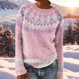 Arianna | Nordic-Patterned Merino Wool Sweater with Shoulder Detail