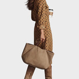 Magali - Faux Leather Midi Dress with Polka Dot Print